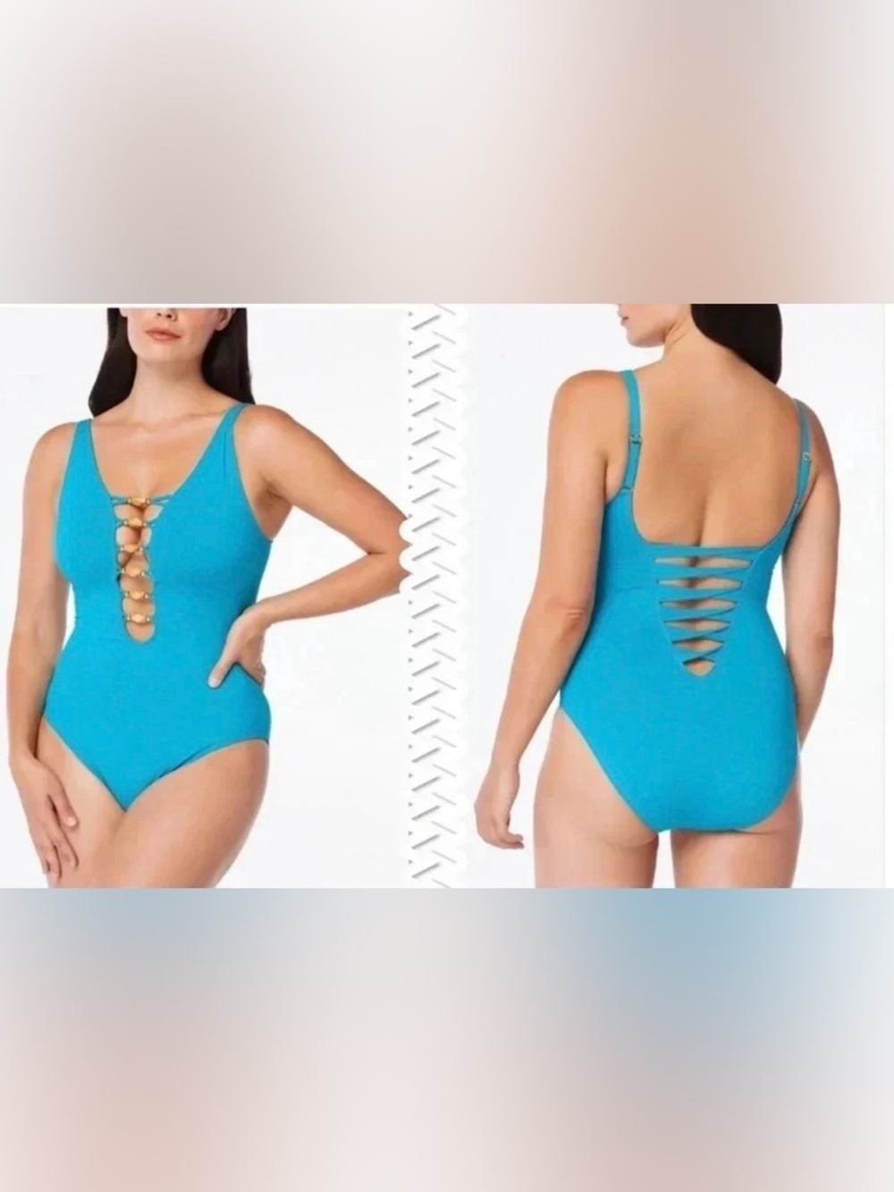 BLEU BY ROD BEATTIE PARADISE FOUND LOW NECK ONE PIECE SWIMSUIT
